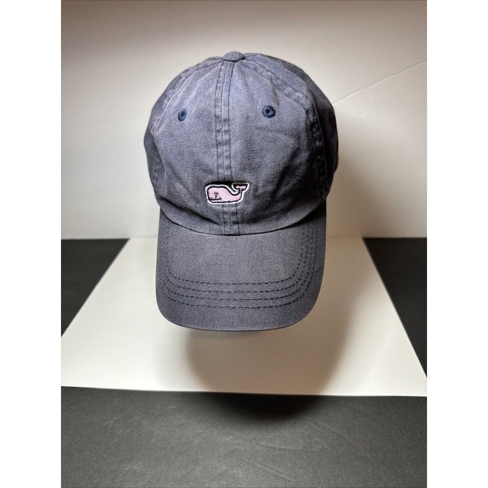 Vineyard Vines Pink Whale Logo Adjustable Strap Back Navy Blue Baseball Cap - Picture 11 of 11